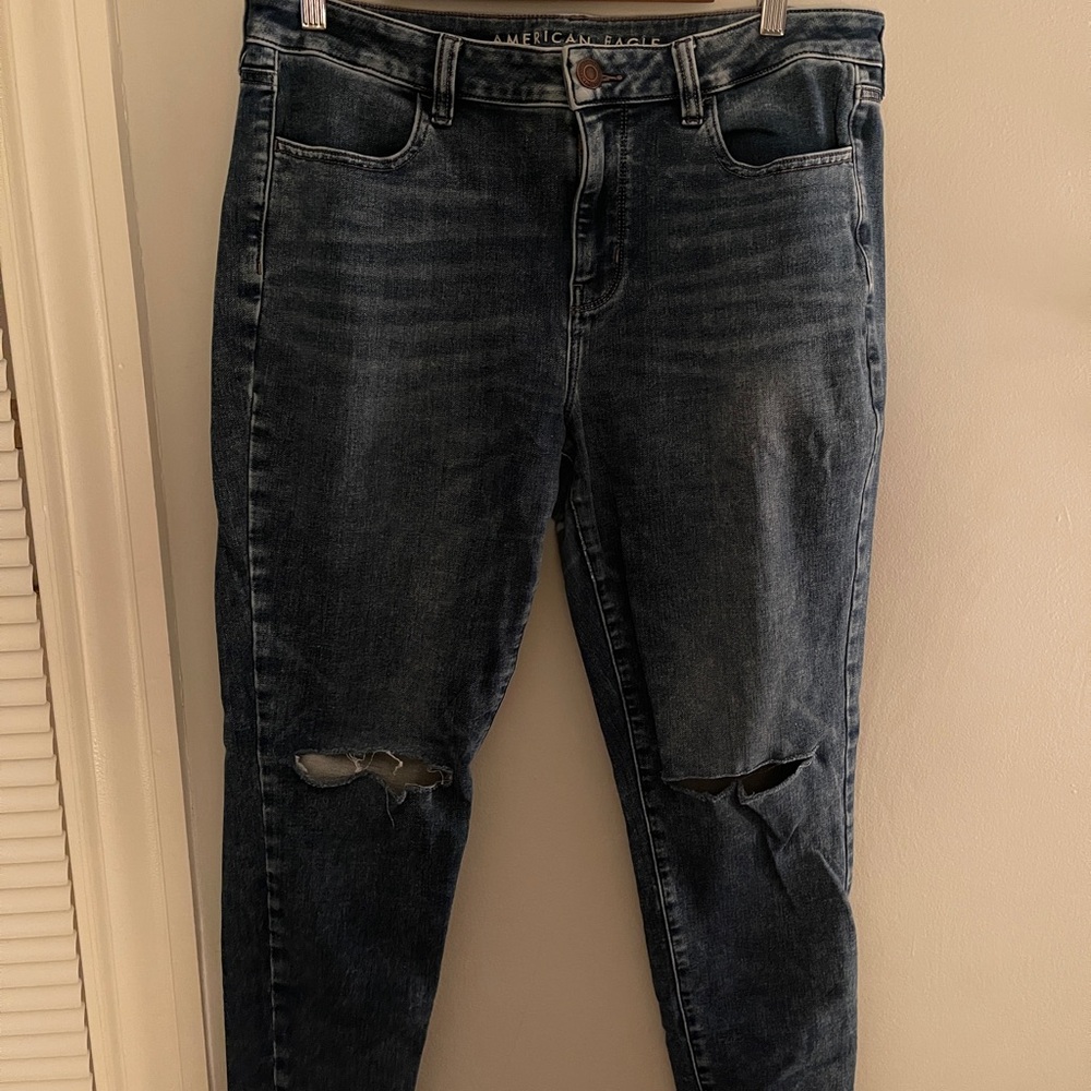American Eagle Outfitters Ripped Dark Blue Hi-Rise leggings